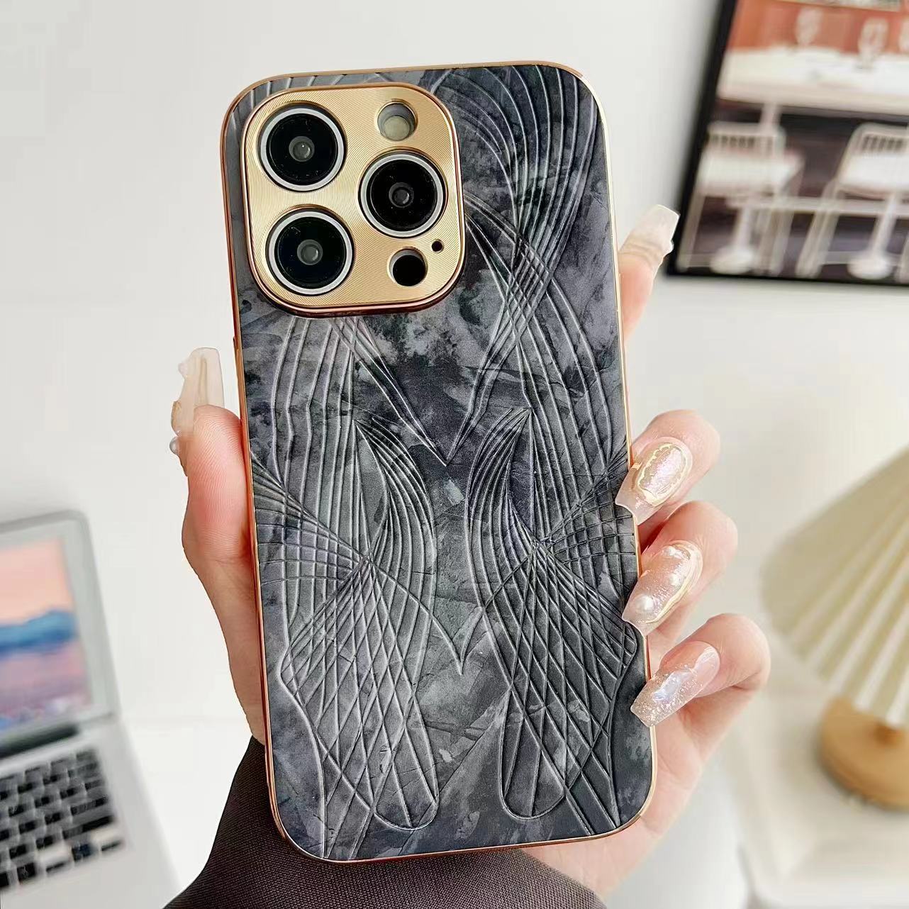 

Подходит для чехла для мобильного телефона Apple 15 ProMax, парный чехол для iPhone 14, акварельный из искусственной кожи, 13, противоударный чехол iPhone13proMax чёрный