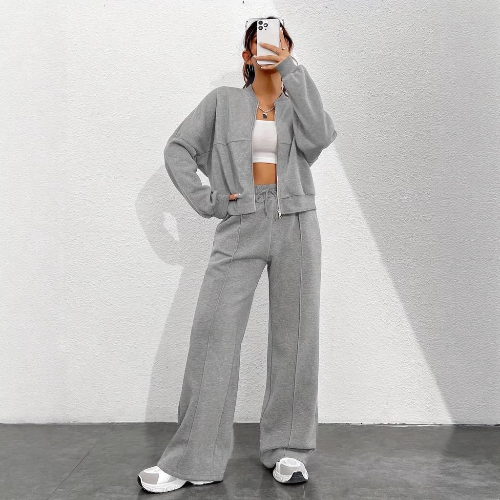 In Stock: 2025 Autumn/Winter Women's Trendy Zipper Hoodie and Pants Set