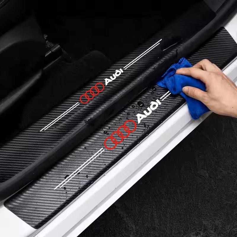 2026 Car S1 Logo Decals Carbon Fiber Door Sill Protector Stickers For S1 S-Line A3 A4 A6 Q3 Q5 A5 Q7 A1 A8 Q2 Q8 Q4 A4L A6L Q3L Q 2x