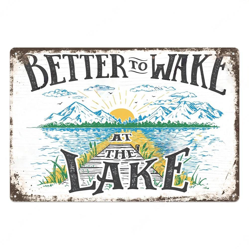 Lake House Posters Vintage Metal Tin Signs Decor Rustic Plaque Metal Plate Wall Art Decor for Living Room