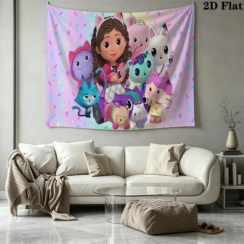 Gabby Dollhouse Wall Tapestry Aesthetic Wall Hanging Printed Fabric Blanket Decorative Tapestries for Bedroom Living Room Home Decor
