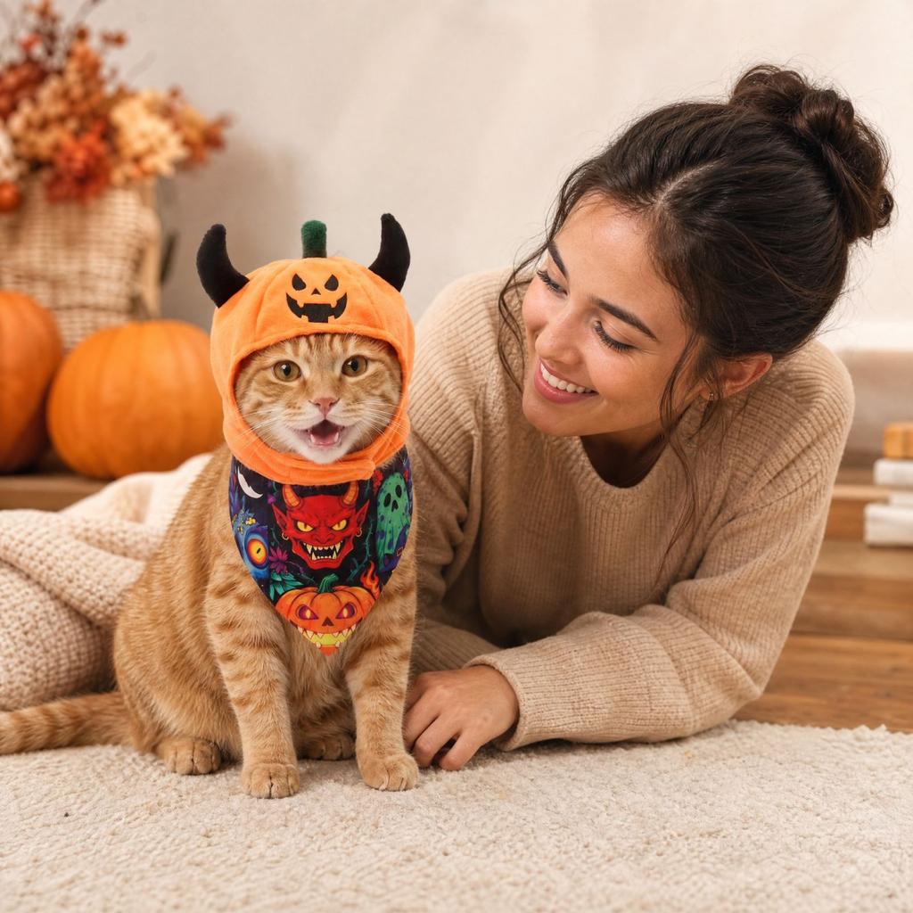 Pet Halloween Decoration Set for Cats and Dogs, Holiday Party Decorating Accessories