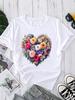 (Asian Size) Trend Love Heart Short Sleeve T-shirts Print O-neck Fashion Female Casual Women's Top T Clothing Graphic Tee