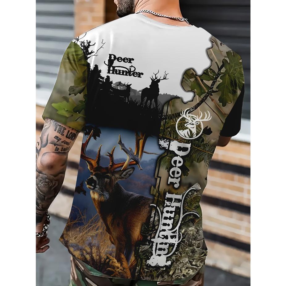 Fish Pattern Tee Tiger and Wolf 3D Printing T-shirt Men's Fashion Streetwear Tops Summer Short Sleeve Funny Tee Shirt