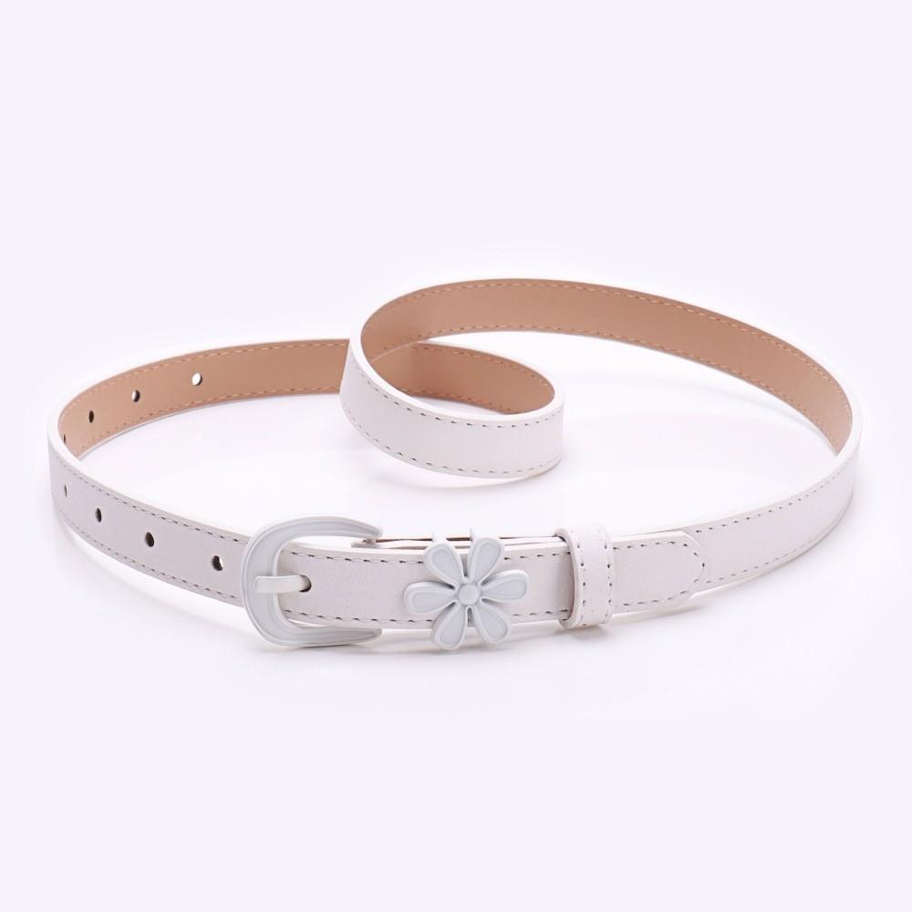 

Adjustable Thin Belt Solid Color Waist Chain Fashion Leather Belt for Jeans белый