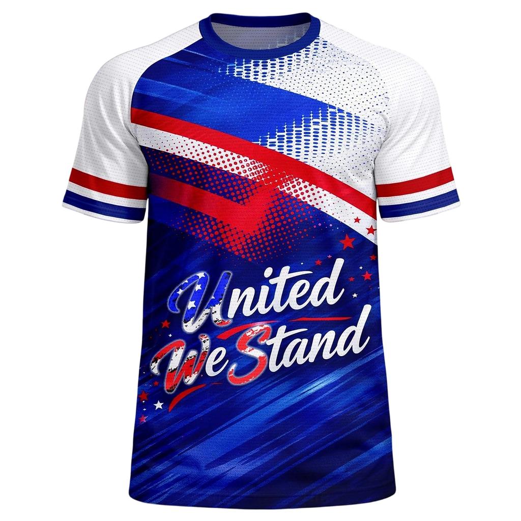 Men's Casual Crew Neck Lightweight Breathable Short Sleeve T Shirt with USA America Letter Print and Star Pattern for Everyday Wear