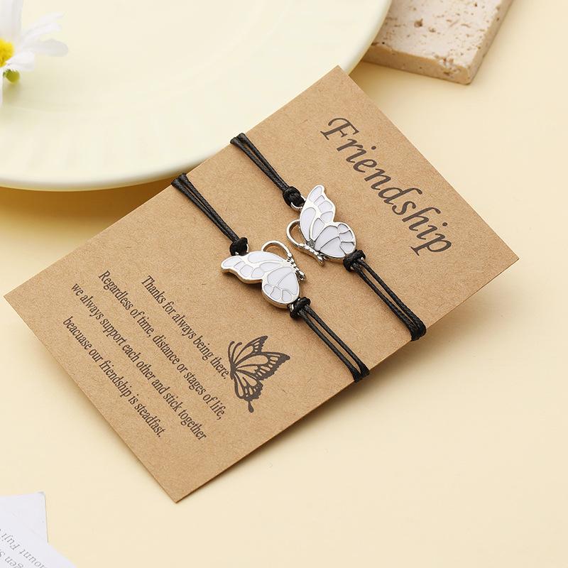Butterfly good friend wax rope weaving friendship holiday card bracelet woman