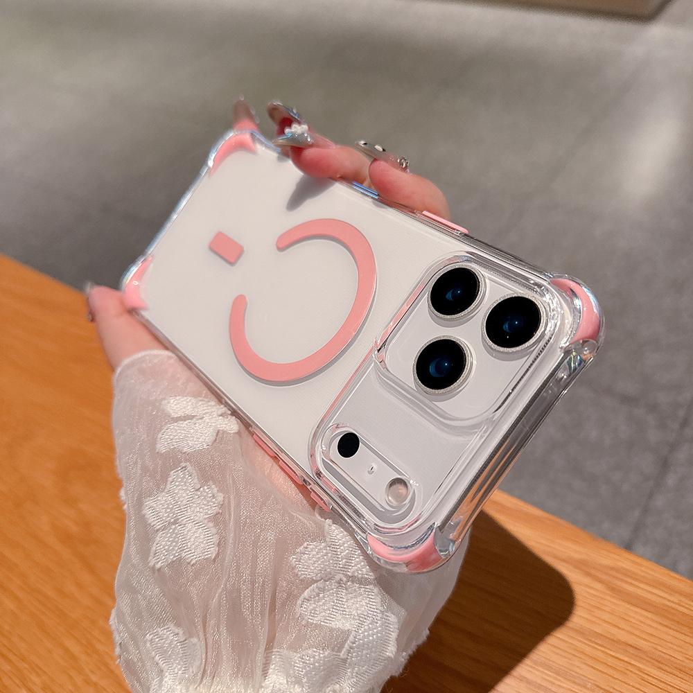 

Trendy INS Clear Magnetic Charging PC Case For IPhone 17 Air 16 15 14 Plus 13 12 Pro Max Four-Coner Airbag Shockproof Hard Cover iPhone17