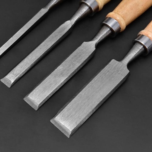 Set of 4 Chisels for Carpentry, 6/12/18/24mm, Chrome Vanadium Steel, Excellent Sharpness, Professional Grade