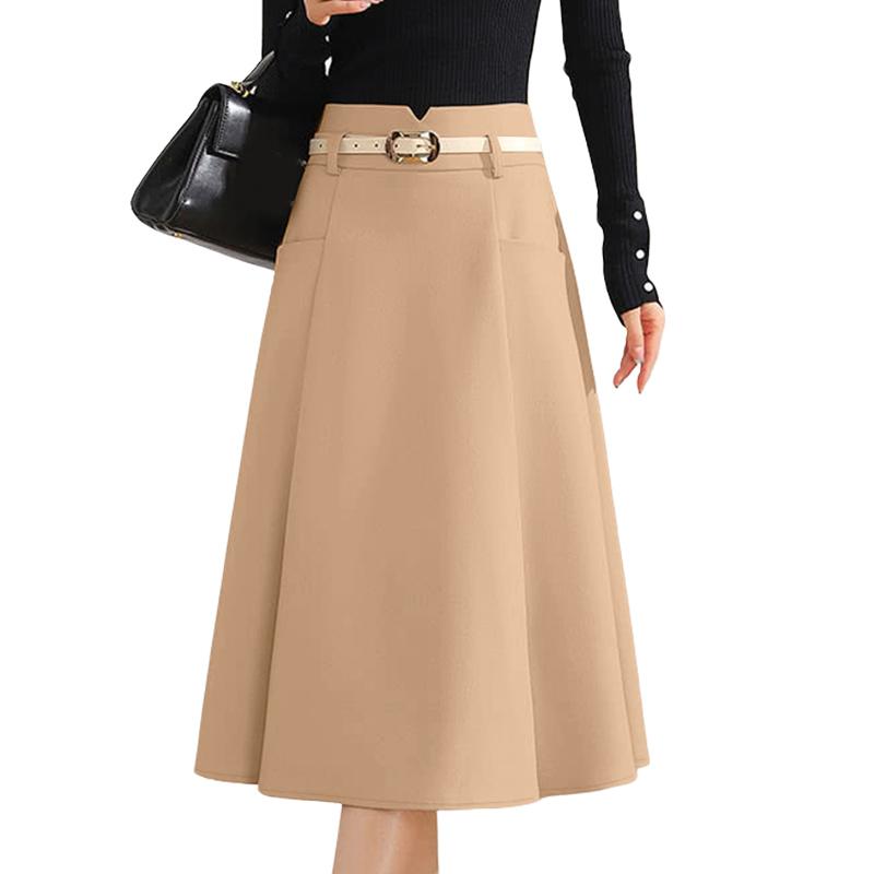 

ZANZEA Женские повседневные летние юбки миди однотонной расцветки 3XL хаки