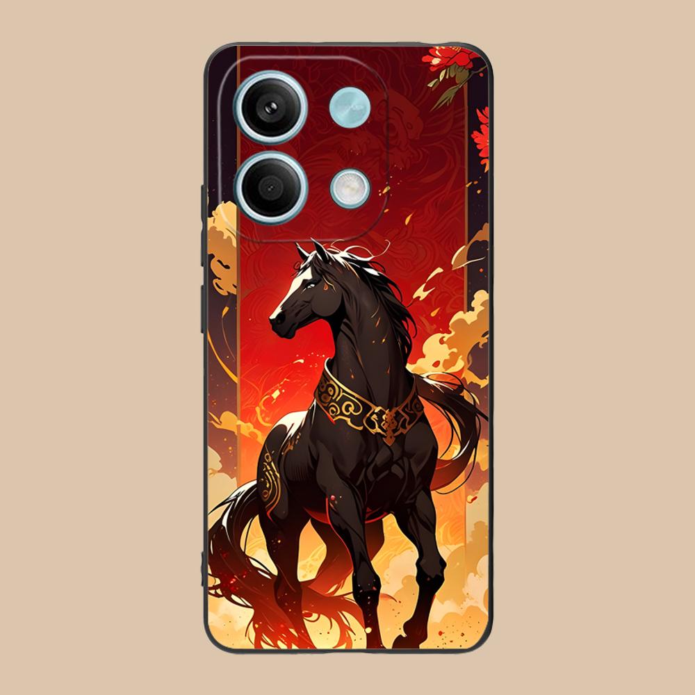 

Golden Horse Year Mobile Phone Case for Xiaomi 15 14 13 12 Mi 11 T Ultra Lite Pro S X 5G Colorful Printing Cover Luxury Pretty Xiaomi 11T Pro