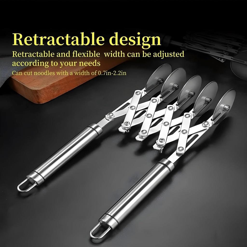 3/5/7 Wheels Retractable Multi-wheel Knife Stainless Steel Pizza Slicer with Handle Dough Divider Knife Pizza Slicer Tool