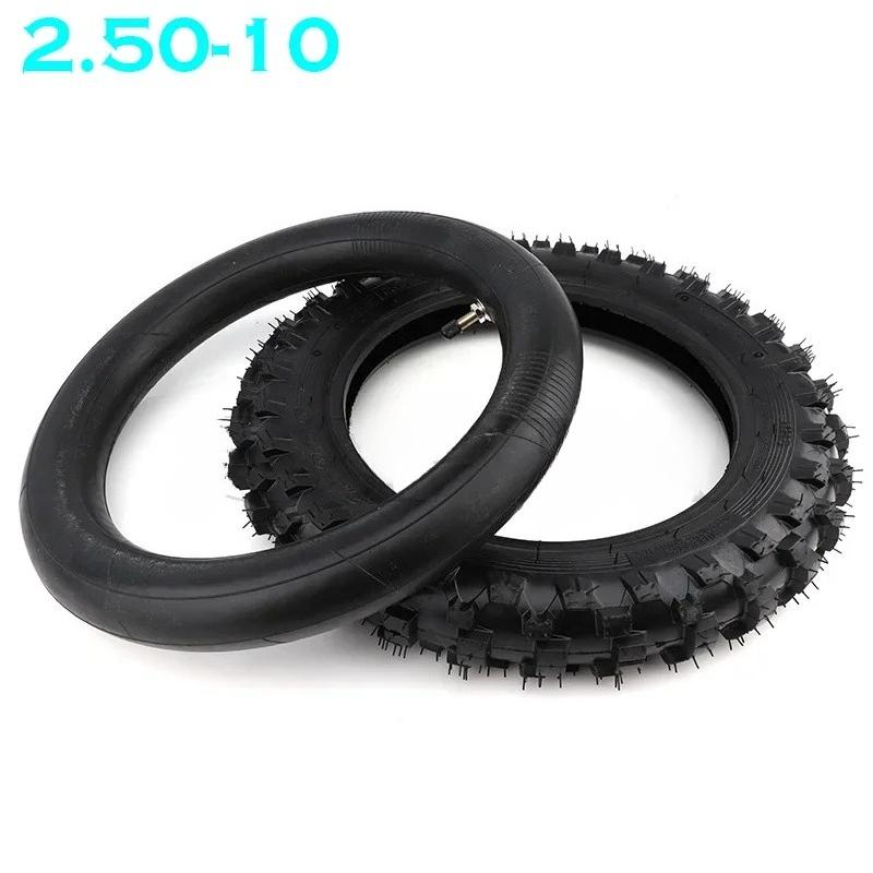 10inch Motorcycle Tire 2.50-10 Front Rear Wheel Tire Outer Tyre with Inner Tube for Motocross Dirt Pit Bike