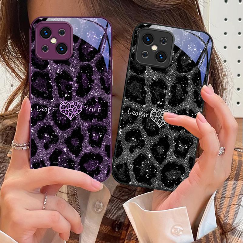 Leopard Spotted Love Green For Oppo Find X5 X8 Pro X3 Lite A72 58 73 54S F11 79 Reno 6 4Z 5G Nord N200 Tempered Glass Phone Case