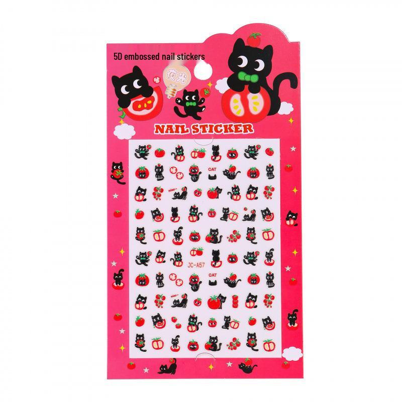 5D Luminous Embossed Princess Nail Stickers for Kids - Cute Non-toxic Cartoon Nail Art for Little Girls