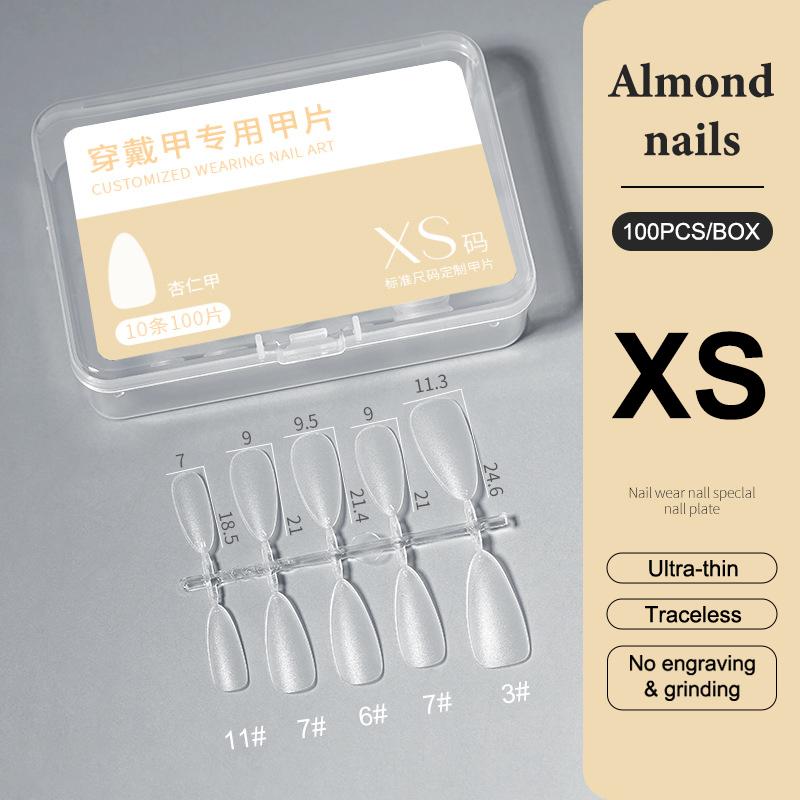 100Pcs/Box Xs/S/M Fake Nails No Polishing No Trace Press On Nails Clear Artificial Thin Nail Tips For Nail Extension Home Diy