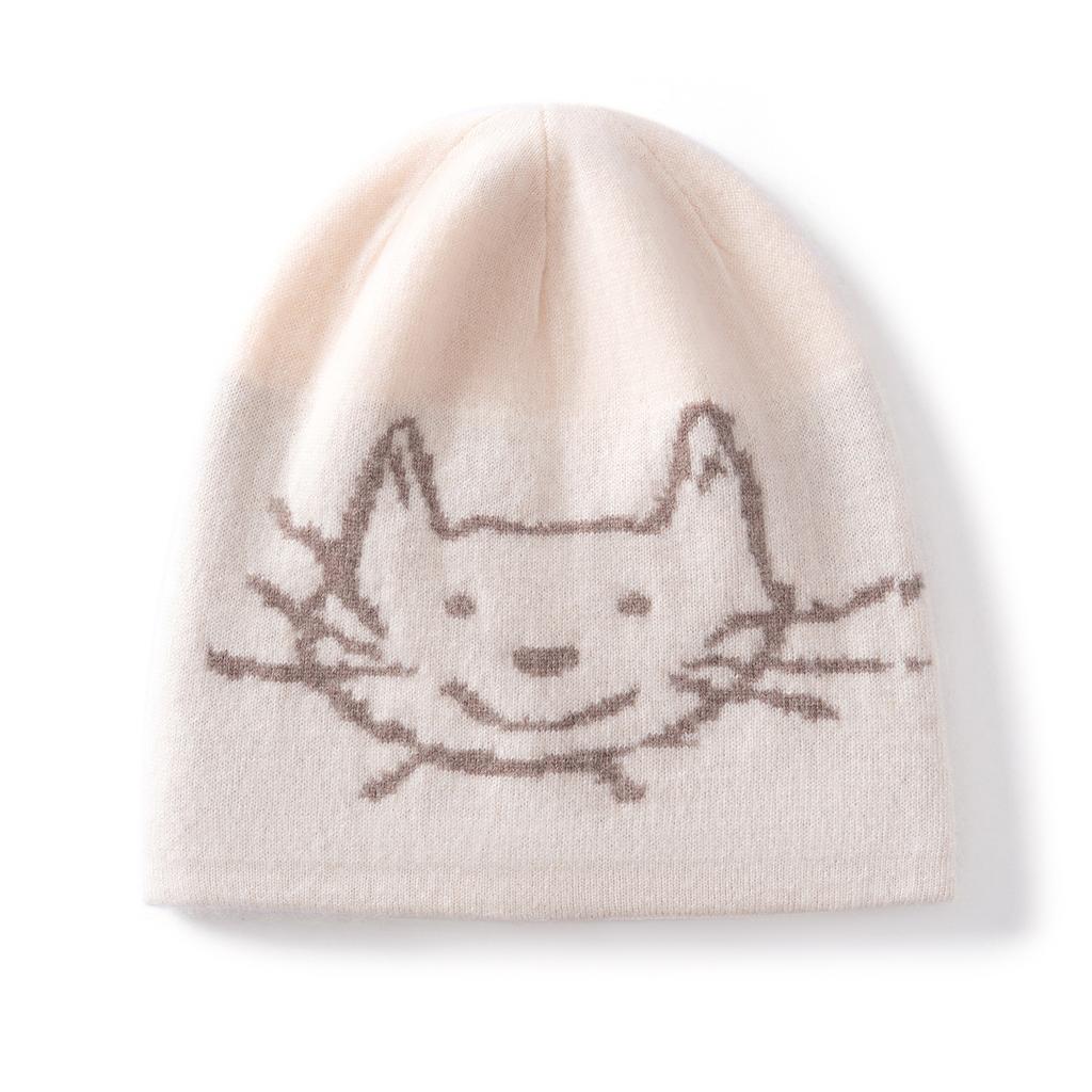New Cute Cat Cashmere Hat Women's Autumn and Winter Warm and Cold Face Small Ear Protection Knitted Hat Cold Hat Tide