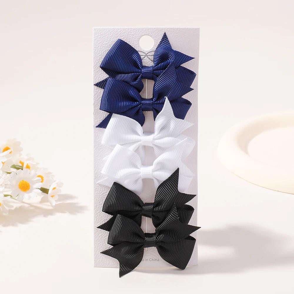 6Pcs/lot Solid Color Ribbon Baby Bows Hair Clips for Baby Girls Handmade Bowknot Hairpin Mini Barrettes Kids Hair Accessories