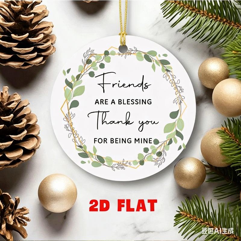 2D Flat "Friends Are A Blessing" Acrylic Desk Decor Plaque, Home Decor Plaque Hanging Wall Art Decorative Garden Decoration for Room Door Signs Hangin