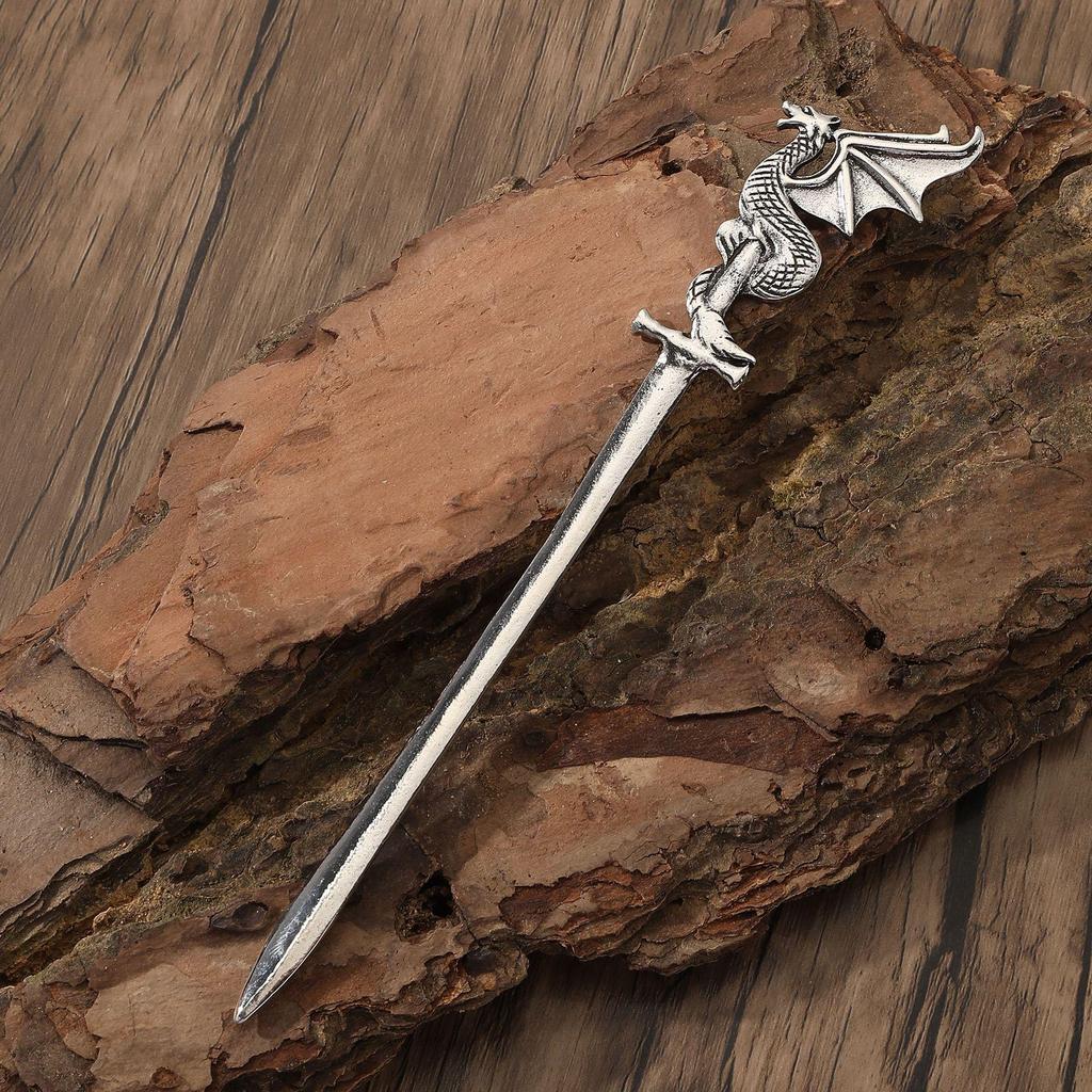 Retro Viking Dragon Sword Hairpin: Versatile Fashion Jewelry