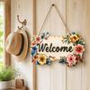 Floral Wooden Welcome Sign Front Door Sign Ornaments Flower Hanging