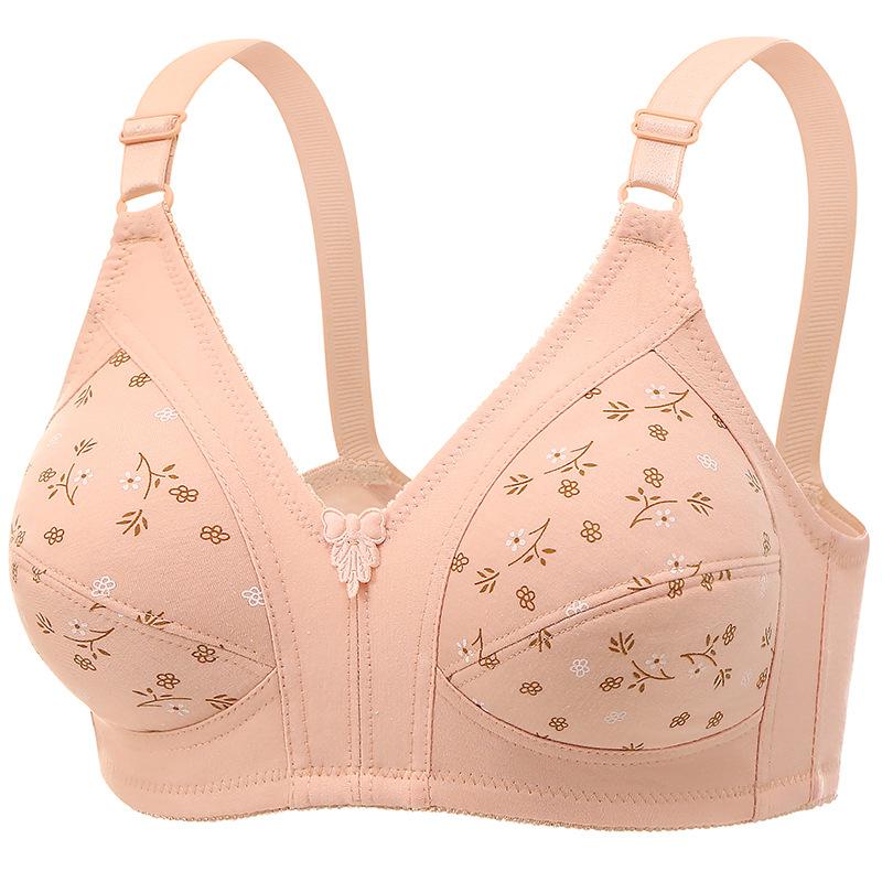

Women’s Light Pink No Underwire Bra With Small Flower Pattern XL розовый