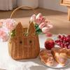Rabbit Shape Imitation Rattan Hand-Woven Hand Basket Wedding Gift Pography Props Storage Basket Rabbit Fruit Basket