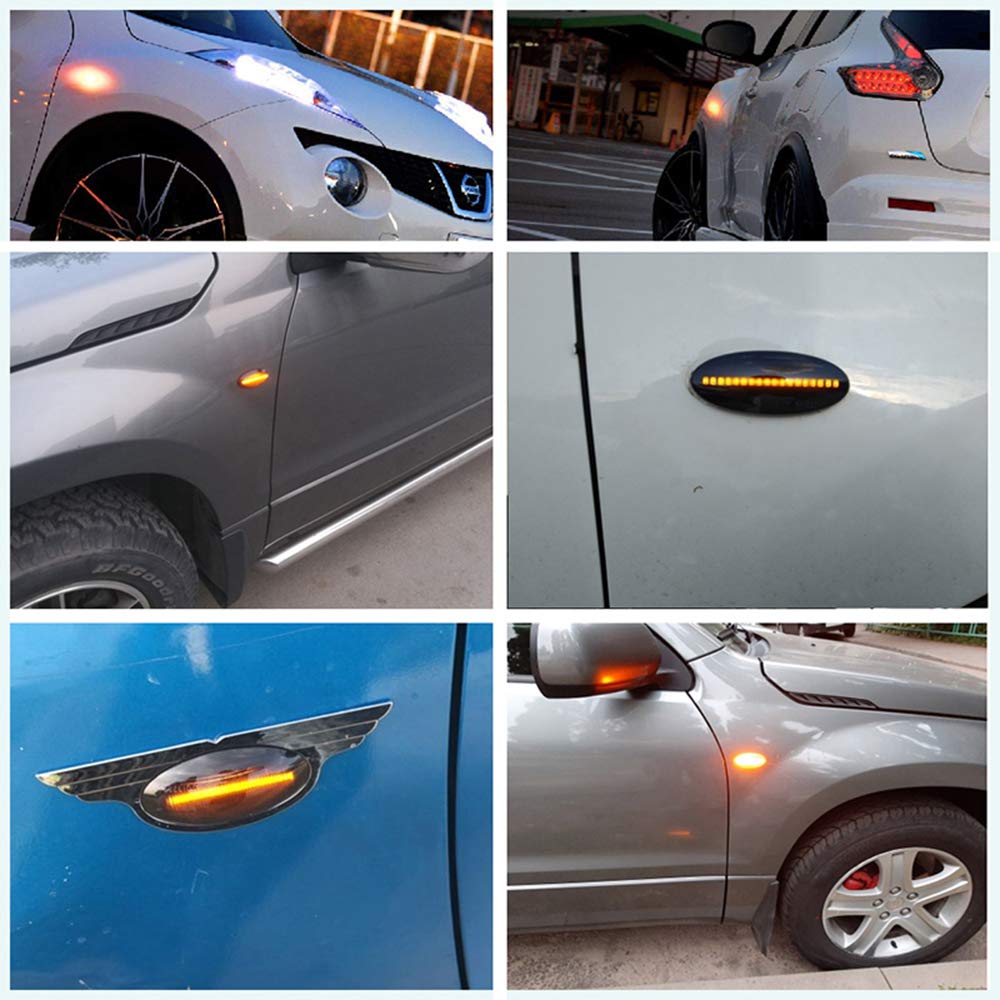 1 Pair LED Dynamic Side Marker Lights Turn Signal Lights Sequential Blinker Lights Canbus