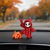 Personality Car Ornament Mini Grim Reaper Statue 3D Printed Skull Pumpkin Figurine Three-Dimensional Cute Gothic Dashboard Accessory for Office