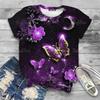 Summer Round Neck 3D Butterfly Print T-shirts Fashionable Casual Short Sleeved Women's T-shirts