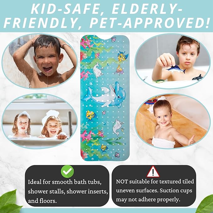 100x40cm PVC Bathtub Mat, Non-Slip Shower Mat with Drain Holes, Multicolor Tub Mat