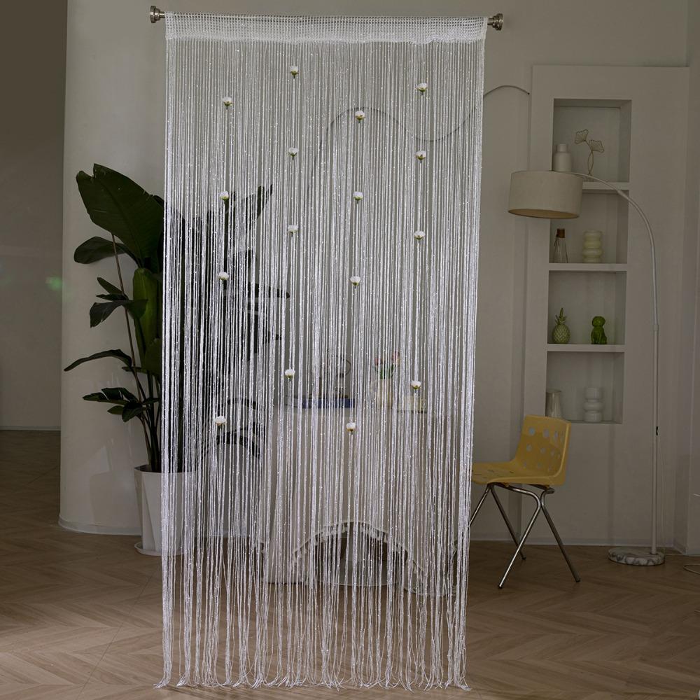 Shiny Rose Flower String Curtain Room Divider Tassel Window Curtain Door Curtain Home Decor