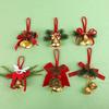 Holiday Home Decorations Christmas Bow Ornaments with Gold Jingle Bells, Xmas Tree Hanging Wreath Retail Window Displays Pine Cones, Red Berries