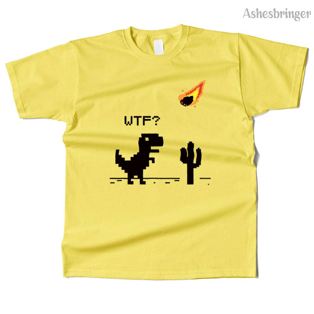 Mens Cotton WTF??? 8 Bit Graphic Funny T-REX T Shirt Street Casual Style Tee for Men and Women