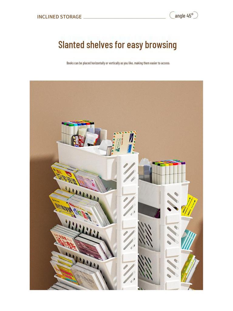 Wall-Mounted Bookshelf & Desk Organizer with Movable Table and Trolley