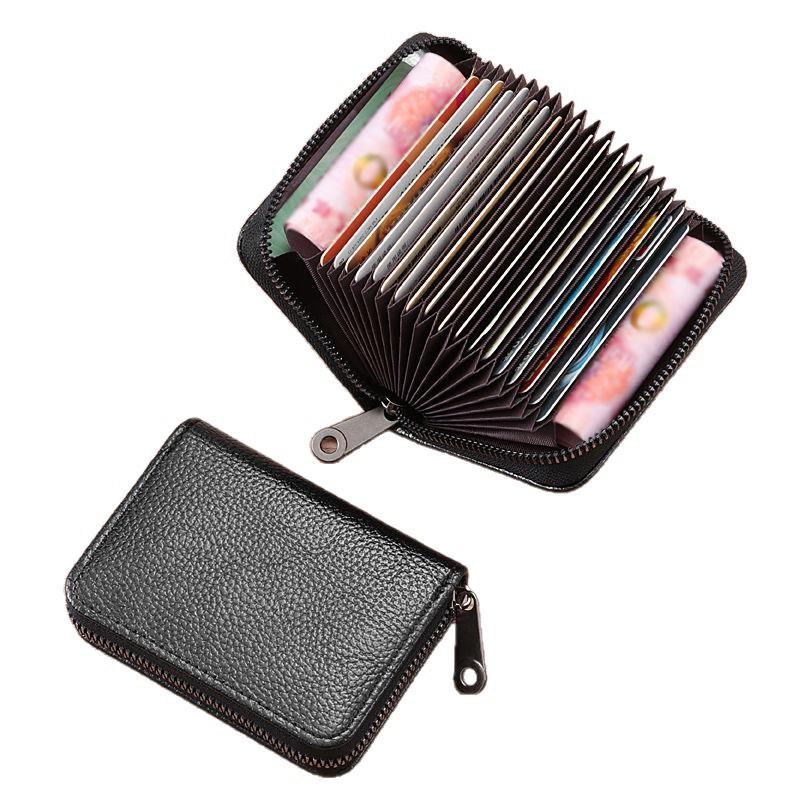 Portafoglio Portatessere da Uomo con Zip in Pelle PU a Fisarmonica Custodia per Carte di Credito Grande Capacità Portamonete con Blocco RFID con 14 Slot per Carte