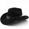 Bull Head Imitation Suede Western Cowboy Hat Woolen Jazz Top Hat Ethnic Style Felt Hat Sunshade Big Eave Hat