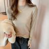 High-End Solid Color Long Sleeve Top for Women with Design Sense Suitable for Spring Autumn Winter Versatile Inner Wear Base Layer