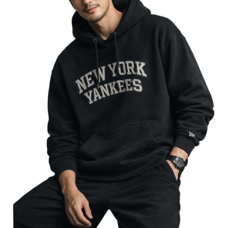New Era MLB Letter Logo Embroidered Hooded Long Sleeve Pullover American Sweatshirt Unisex sweatshirt Black 14397988