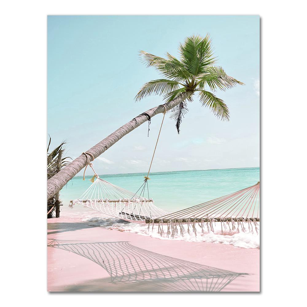 Pink Sea Beach Shell Pineapple Hammock Nordic Posters And Prints Wall Art Canvas PaintingWall Pictures For Living Room Decor