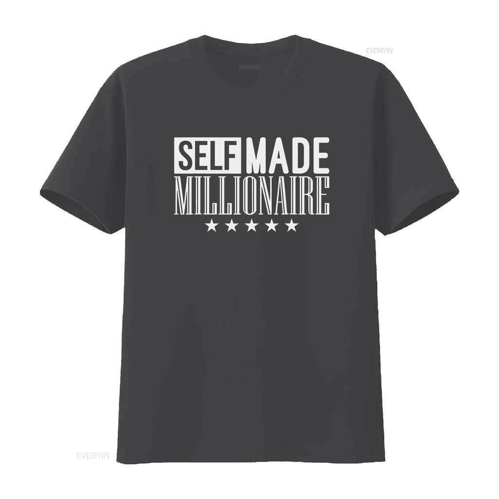 Self made MILLIONAIRE Mindset T Shirt vintage Washed Soft Versatile Casual Slightly Top For Everyday Wear Breathable Stretched