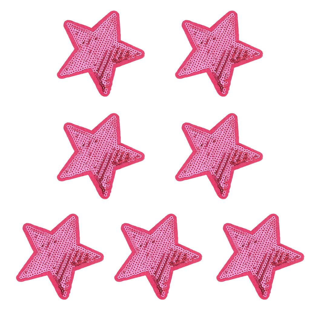 7Pieces Colorful Sequined Star Patches Clothing Craft Materials Fabric Applique For Hairclip And Craft Applications