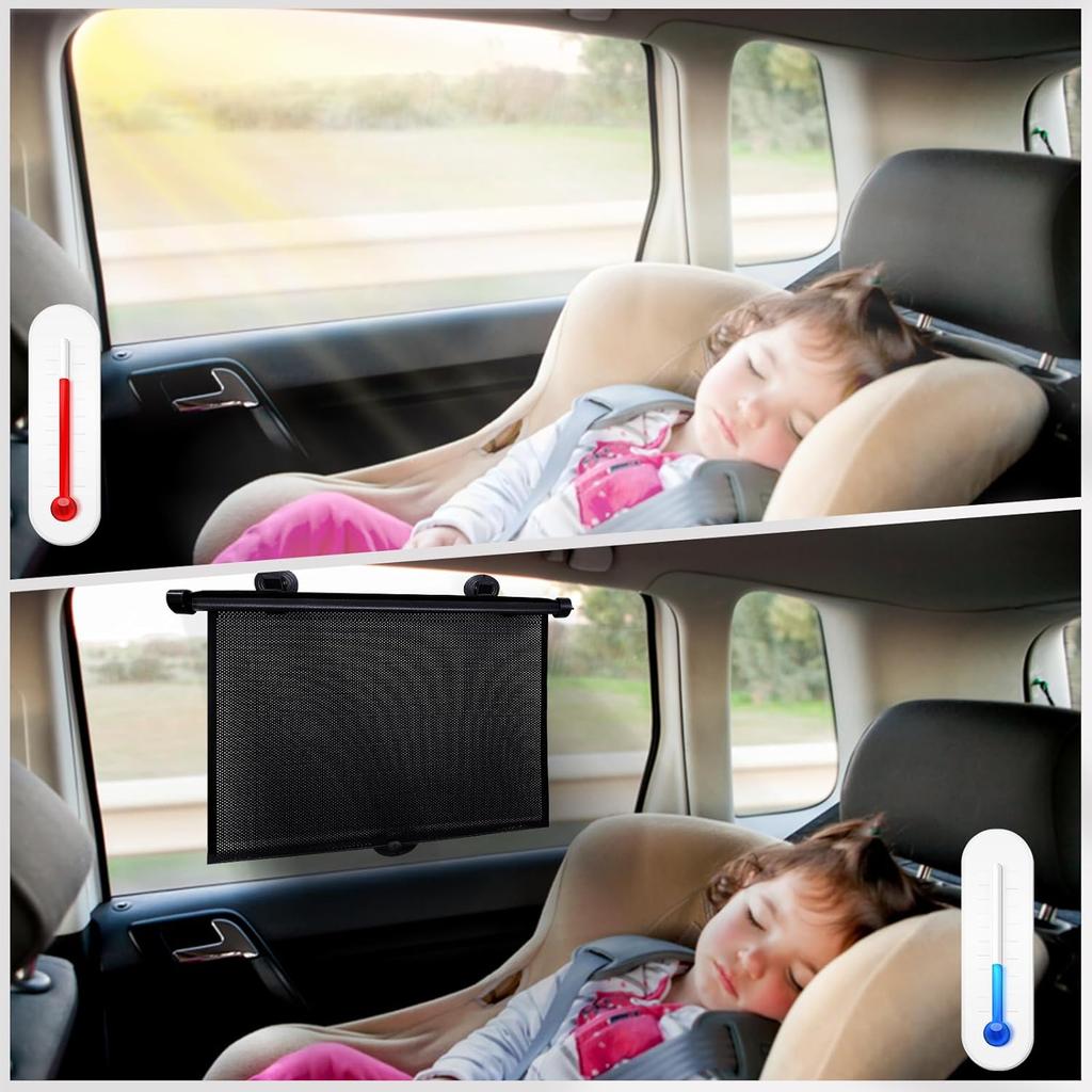PLTCAT 2 Pack Car Sun Shade Side Window for Baby, Roller Vehicle Shades Sun Protection Shade for Car Side Window (Standard-16''x18'')