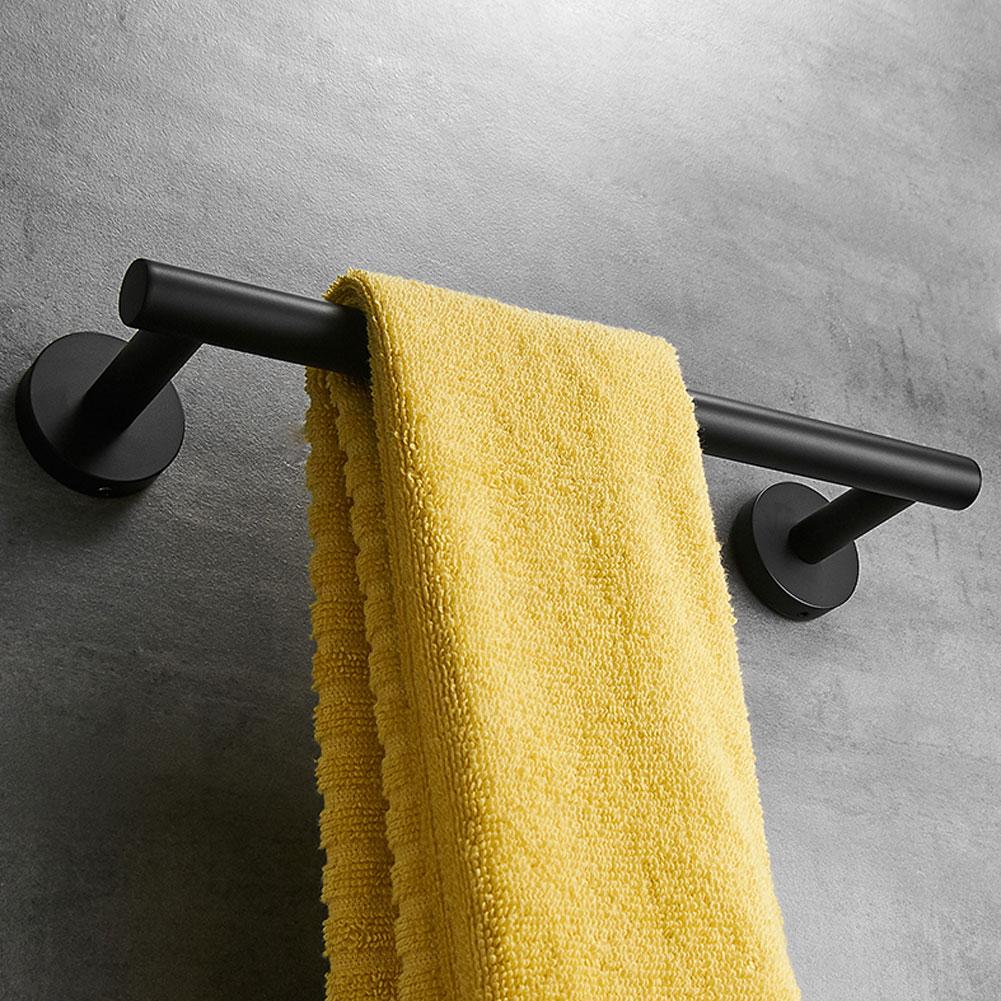 30cm Stainless Steel Black Brushed Single Towel Bar Rack Holder Bathroom Storage Organizer