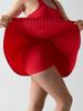 In-Stock High Waist Pleated Athletic Skort with Anti-Exposure and Quick-Drying Features, Side Pockets, and Midi Length