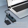 KEBIDUMEI USB HUB 7 Ports USB3.0 Splitter 5Gbps with Individual Switch Power Adapter for Laptop USB Ports Extender USB-C Docking