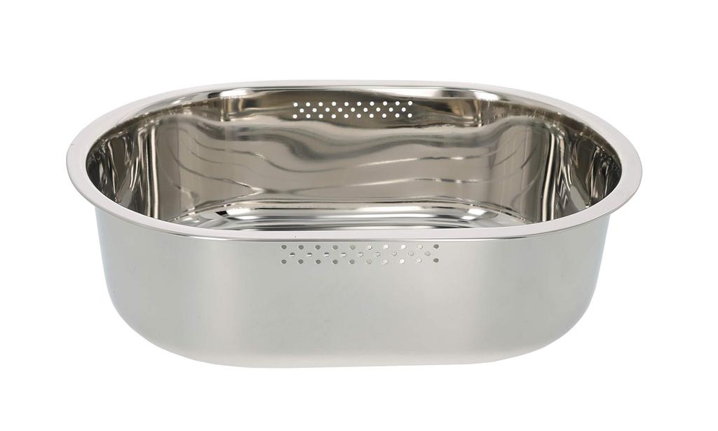 Takagi Stainless Steel Oval Washing Tub with Drain Corrosion Resistant and For Washing with Kitchen Sink Hole, Silver, Tub, Hygienic, Water, Soaking,