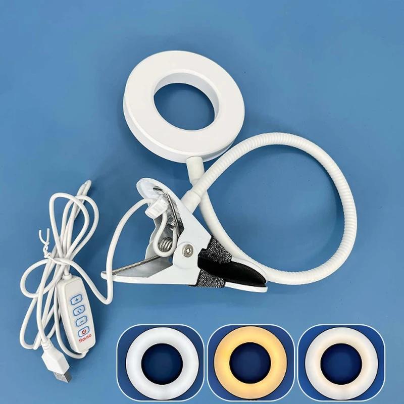 Lampada da lettura a LED con morsetto, 3 colori e 10 luminosità, lampada da scrivania flessibile a collo di cigno, lampada da lettura per bambini, luce notturna, luce da libro