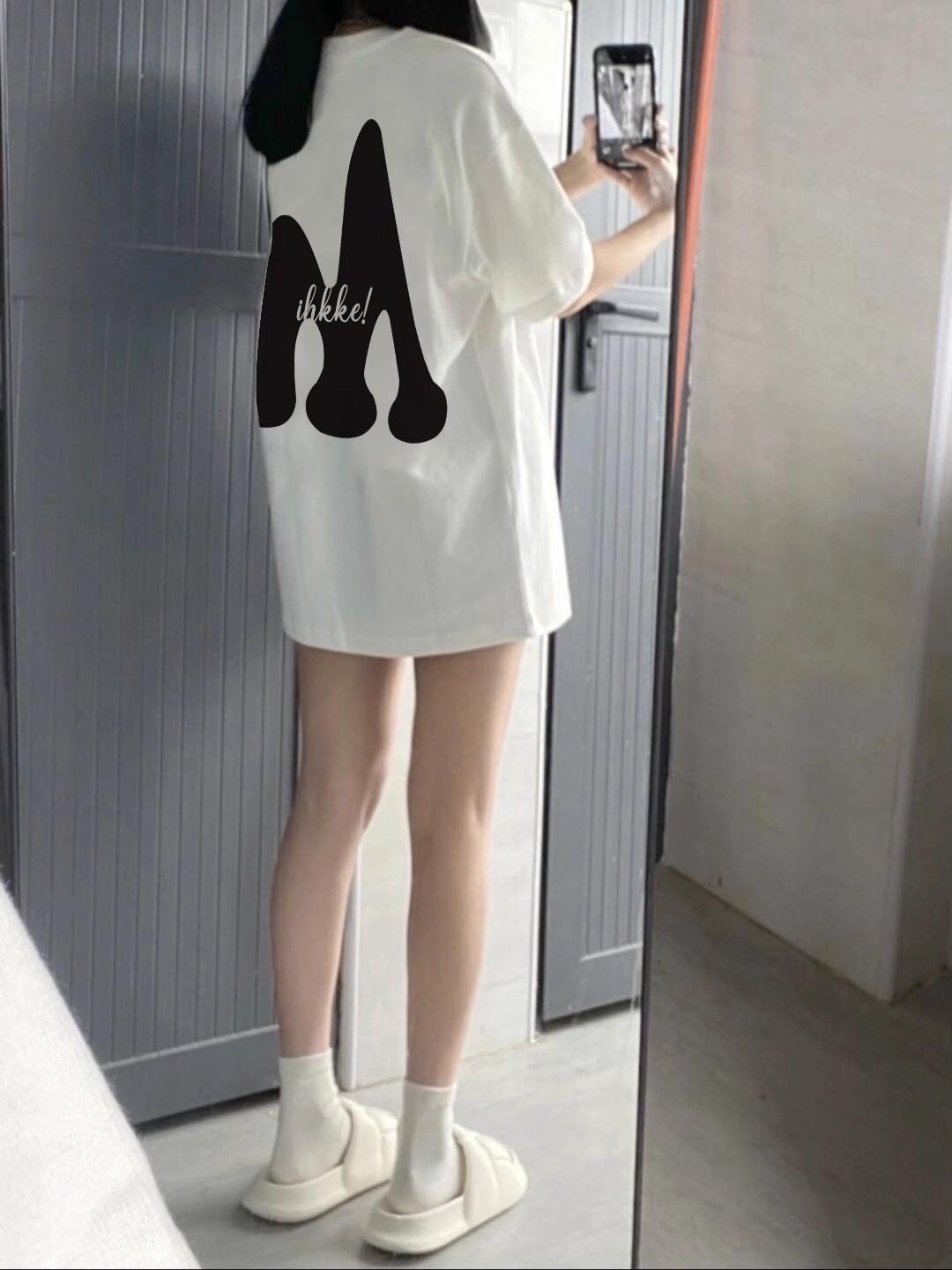 

White short-sleeved t-shirt women s summer new pure cotton loose large size half-sleeved t-shirt lower clothes missing small top M