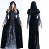 Vampire & Witch Halloween Costume: Skull Print Hooded Dress for Adults & Kids